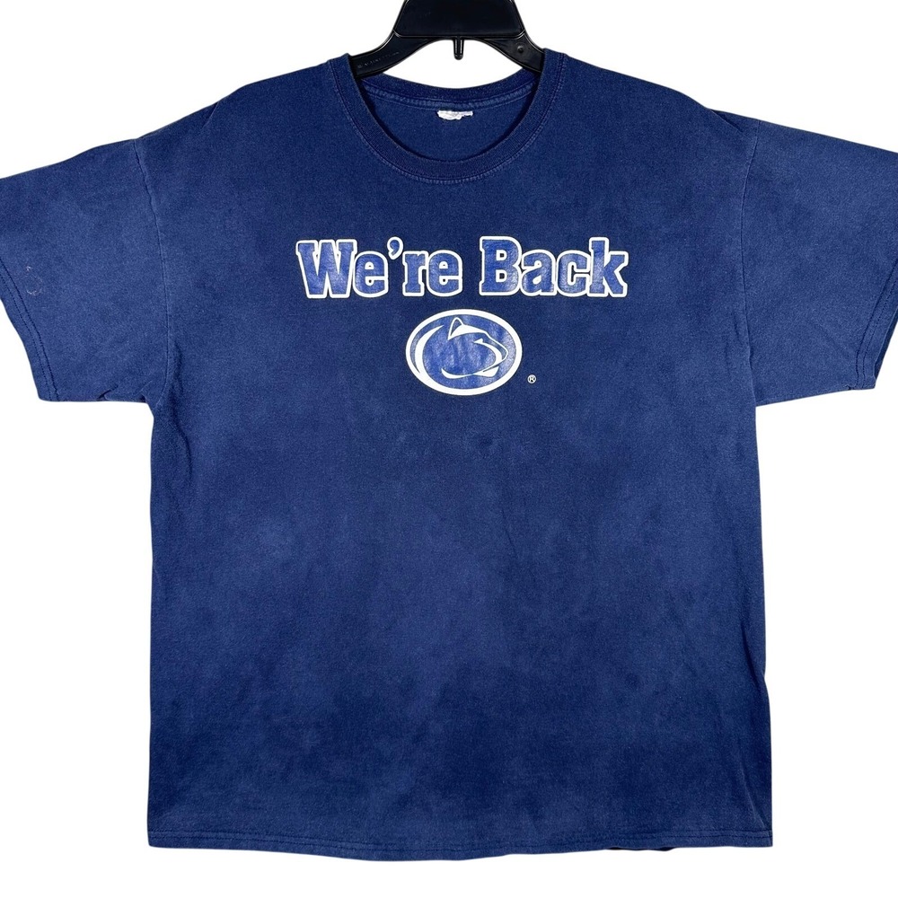 Y2K‎ Penn State T-Shirt Men XL Navy Blue We're Back Nittany Lions Faded Tee